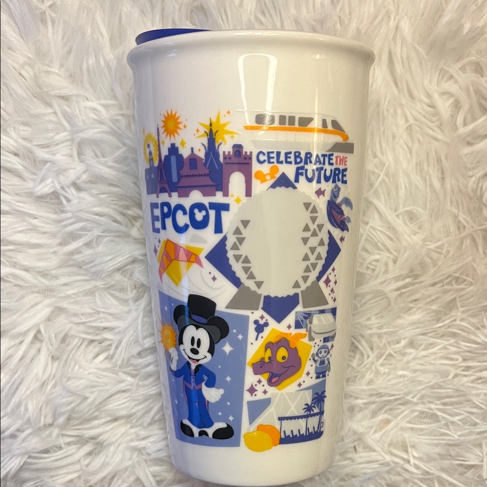 Starbucks Disney Epcot Celebrate the Future Ceramic Travel Tumbler Mug 12 oz NEW